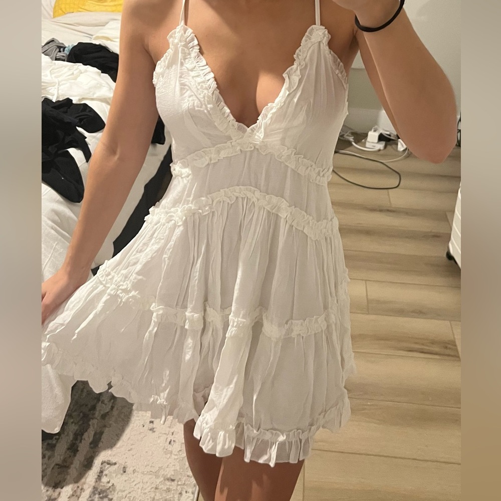 NEW White frill mini dress